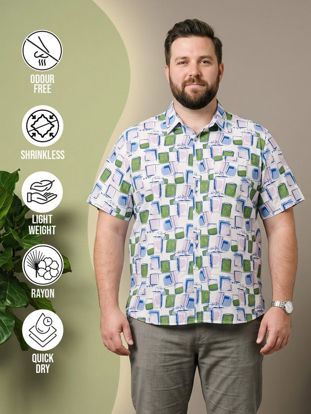 Men Plus Size Sketchgrid Multi Printed Shirts