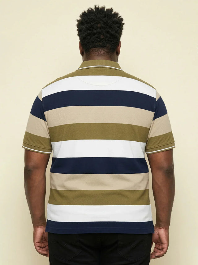 Men Plus Size Coluxe Multicolor Colorblock Polo Tshirt
