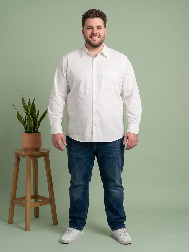 Men Plus Size Milkyway White Solid Shirts