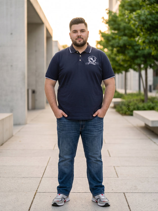 Men Plus Size Osaka Printed Black Polo Men Tshirt