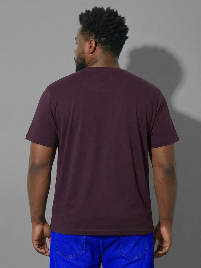 Men Plus Size Hipster Maroon Printed Round Neck Tshirt