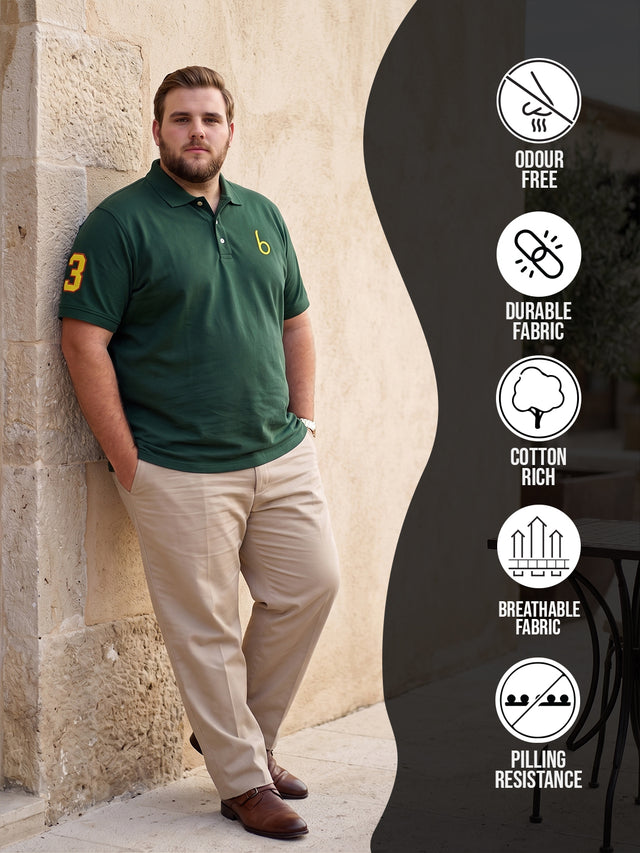 Men Plus Size Aura-BG Solid Green Polo Men Tshirt