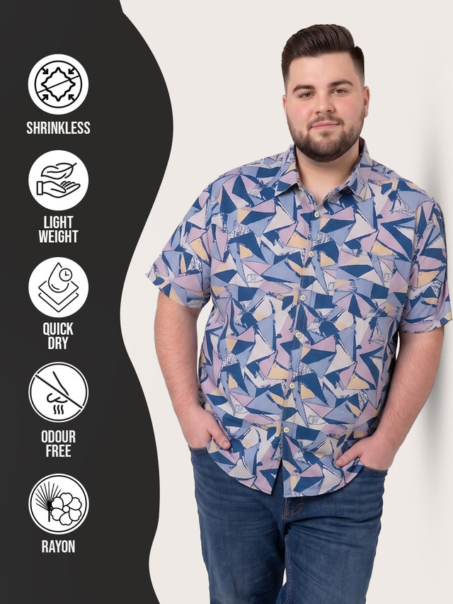 Men Plus Size Neonshards Multi Printed Shirts