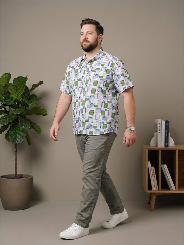 Men Plus Size Sketchgrid Multi Printed Shirts