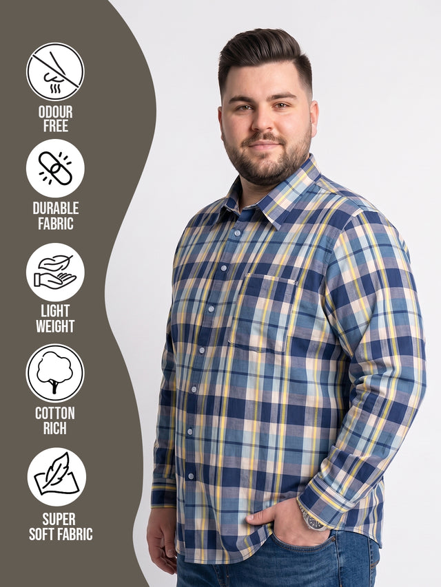 Men Plus Size Velquinn Multi Check Shirts