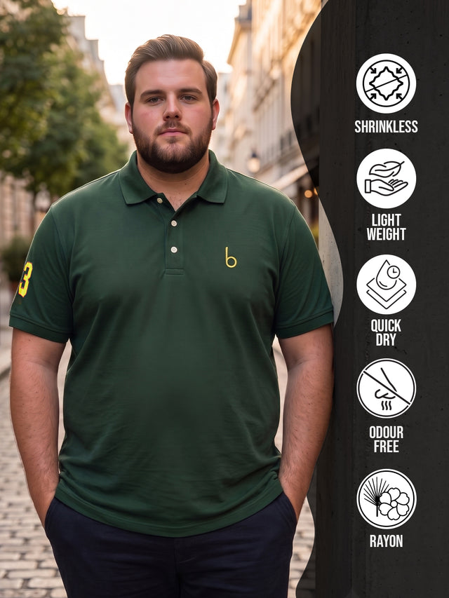 Men Plus Size Aura-BG Solid Green Polo Men Tshirt