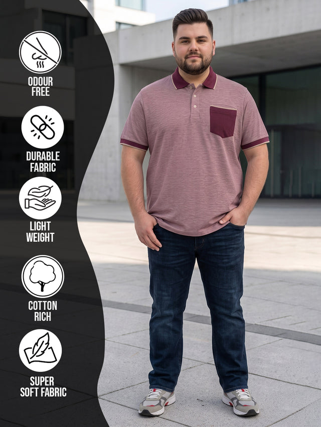 Men Plus Size Mevia Solid Maroon Polo Men Tshirt