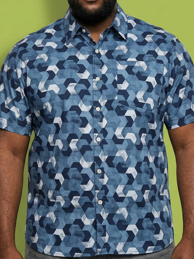 Men Plus Size Tessar Multicolor Printed Casual Shirt