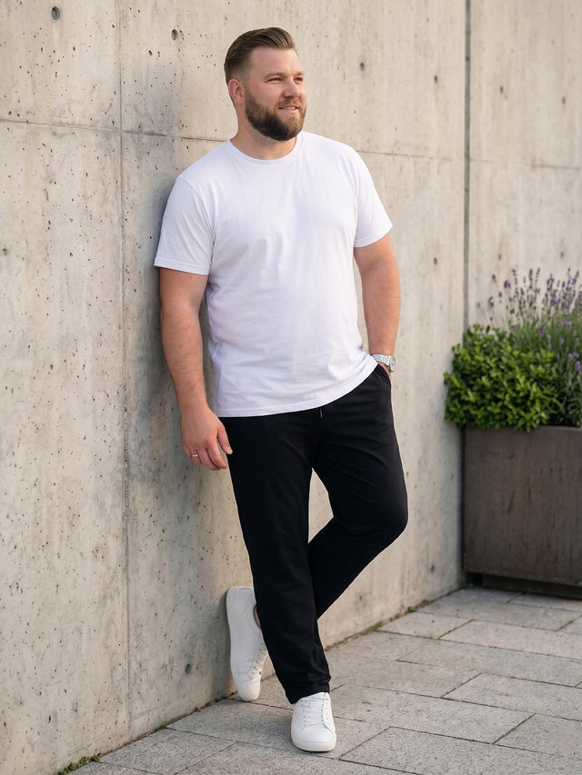 Men Plus Size Dashen Black Solid Trackpants