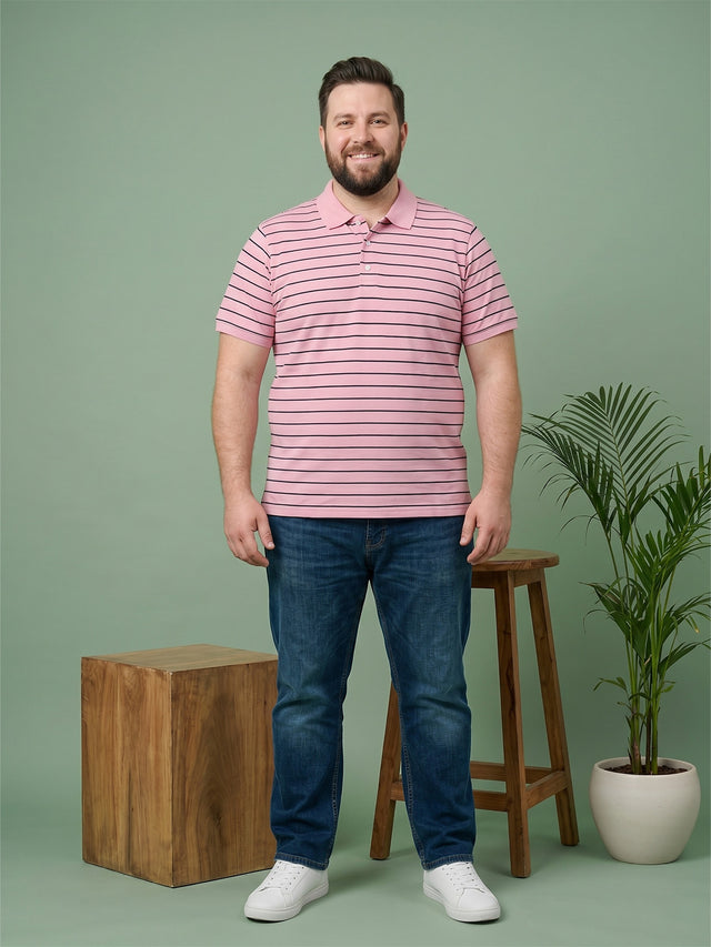 Men Plus Size Petaline Multi Striped Polo