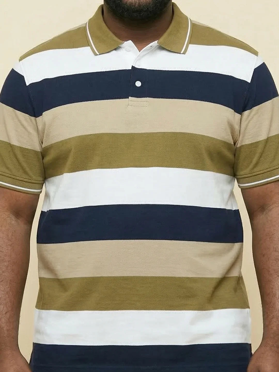 Men Plus Size Coluxe Multicolor Colorblock Polo Tshirt