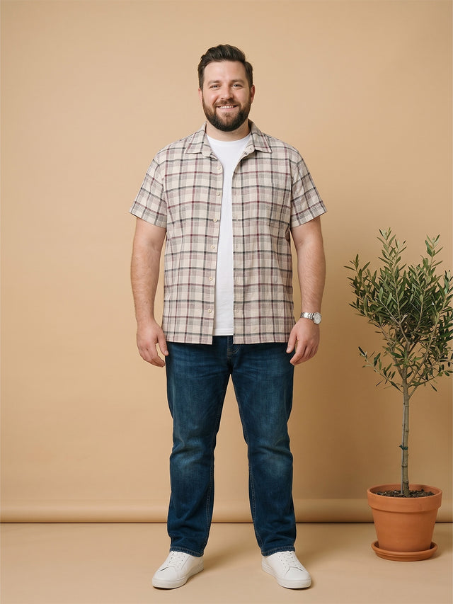 Men Plus Size Auburn Multi Check Shirts