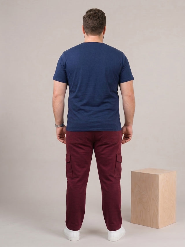 Men Plus Size NightThread Maroon Solid Trackpants