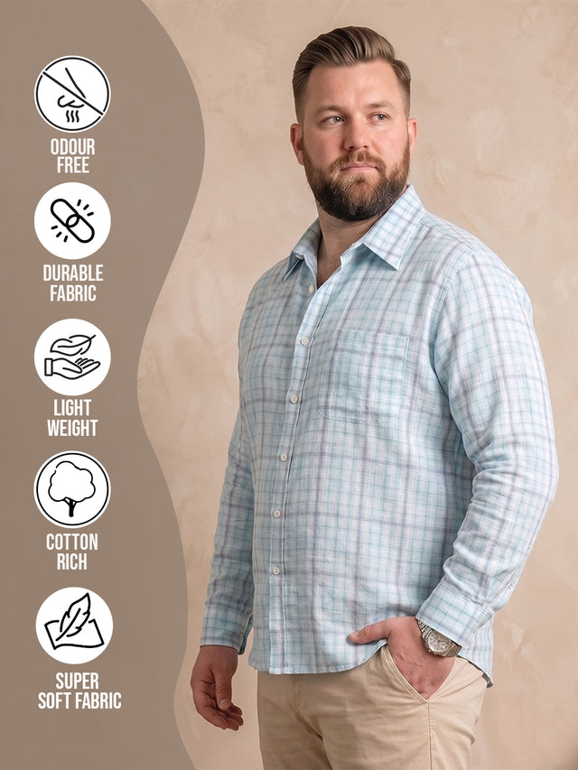 Men Plus Size Aquavelle Sky Blue Check Shirts