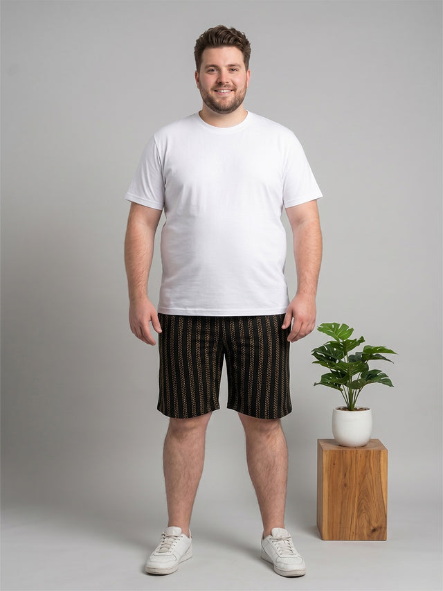 Men Plus Size Bullion Multi Striped Shorts