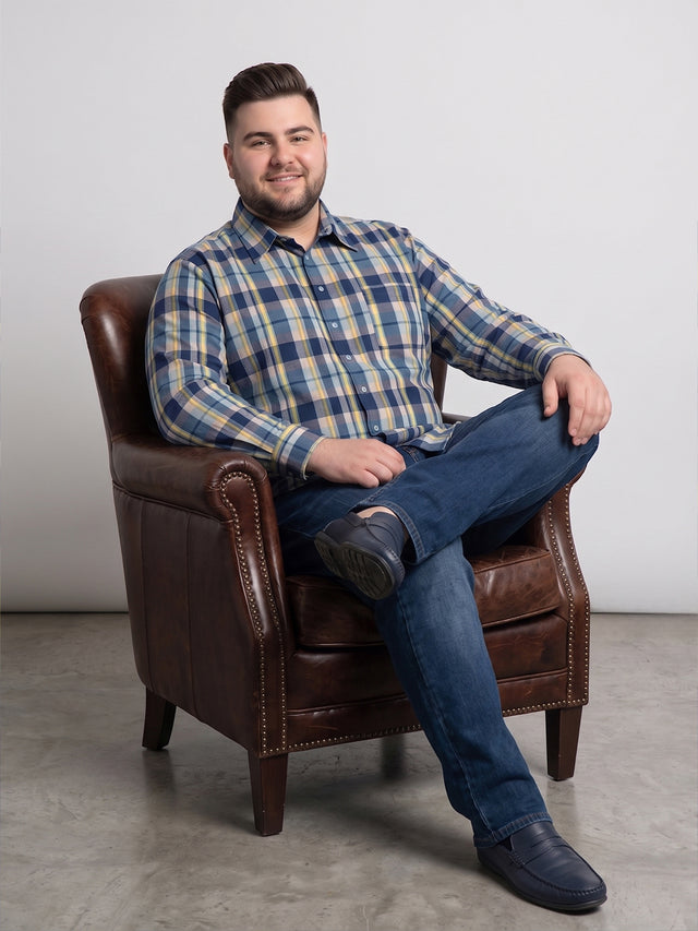 Men Plus Size Velquinn Multi Check Shirts