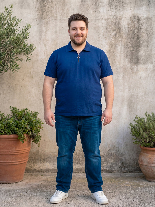 Men Plus Size Zorin Blue Solid Polo