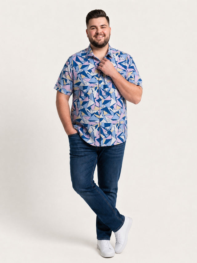 Men Plus Size Neonshards Multi Printed Shirts
