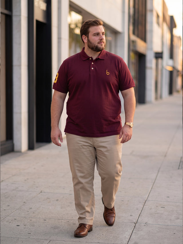 Men Plus Size Aura-Maroon Polo Men Tshirt