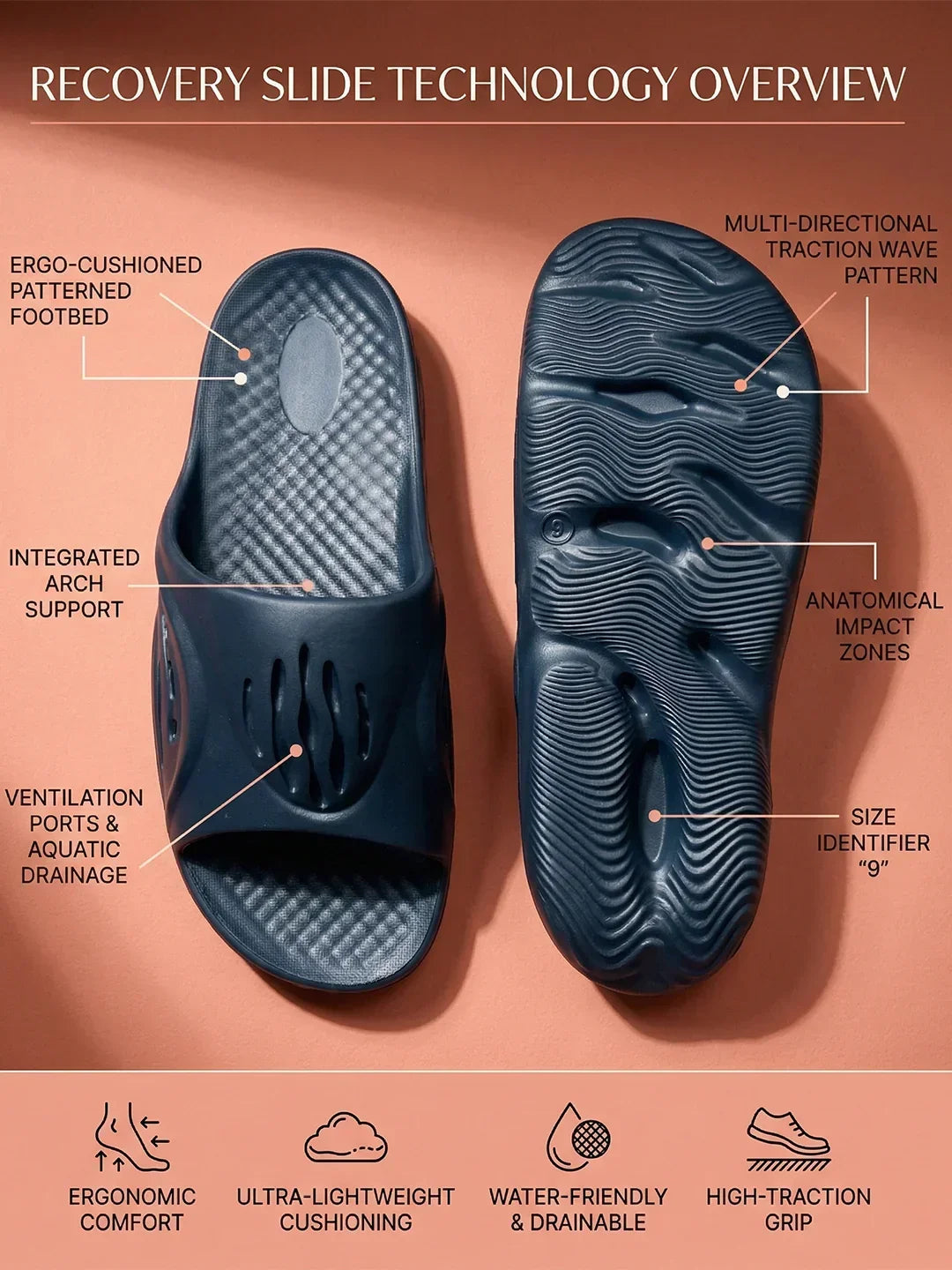 bigbanana Bastion-Navy Unisex Slipper