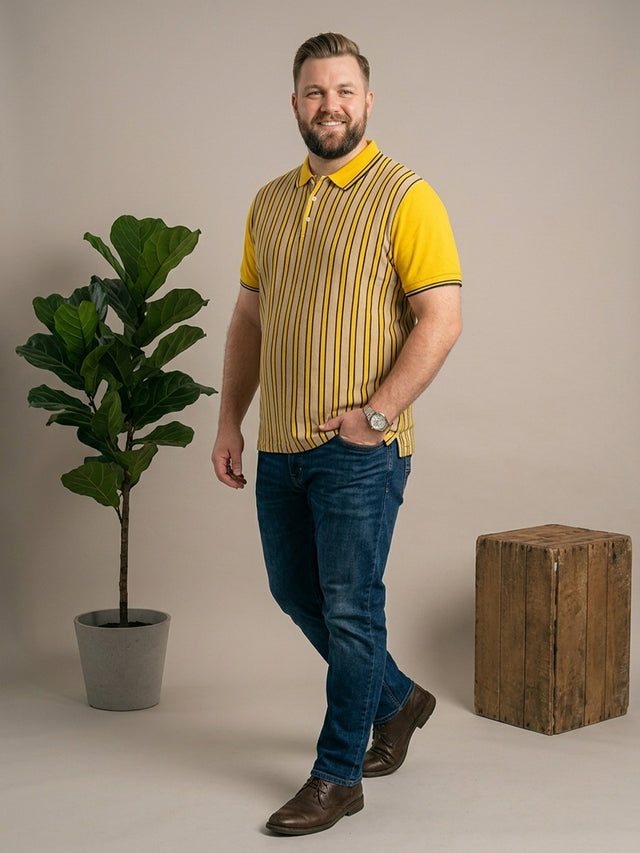 Men Plus Size Glowix Multi Striped Polo
