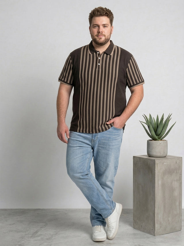 Men Plus Size Pitcher Multi Striped Polo