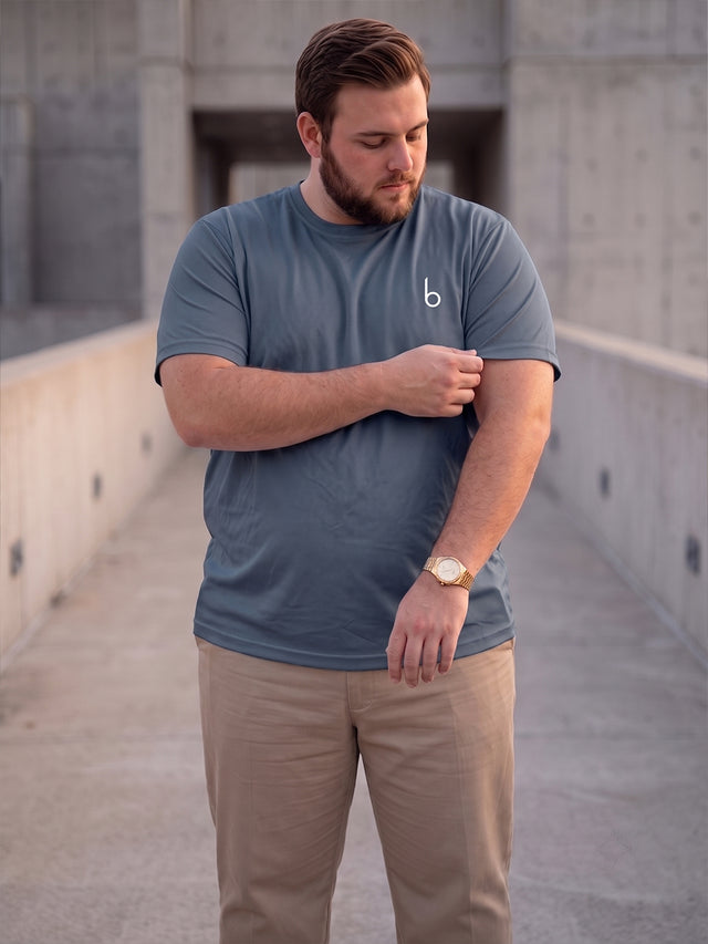Men Plus Size Vaporcrew-Grey Solid Grey Round Neck