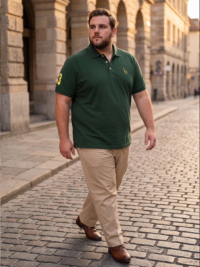 Men Plus Size Aura-BG Solid Green Polo Men Tshirt