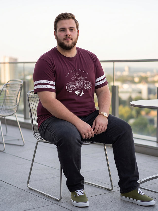 Men Plus Size Hemon Wine Printed Round Neck Tshirts