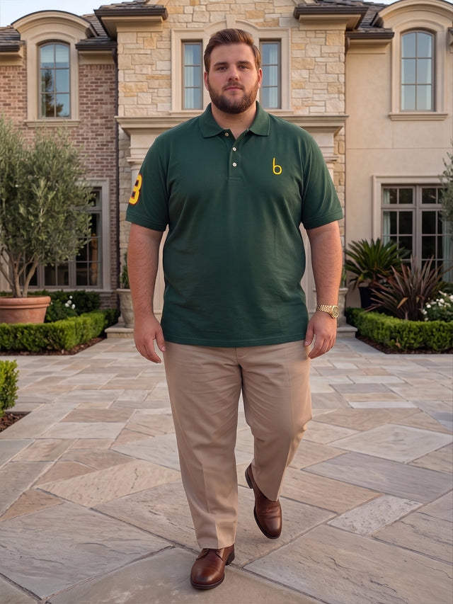 Men Plus Size Aura-BG Solid Green Polo Men Tshirt