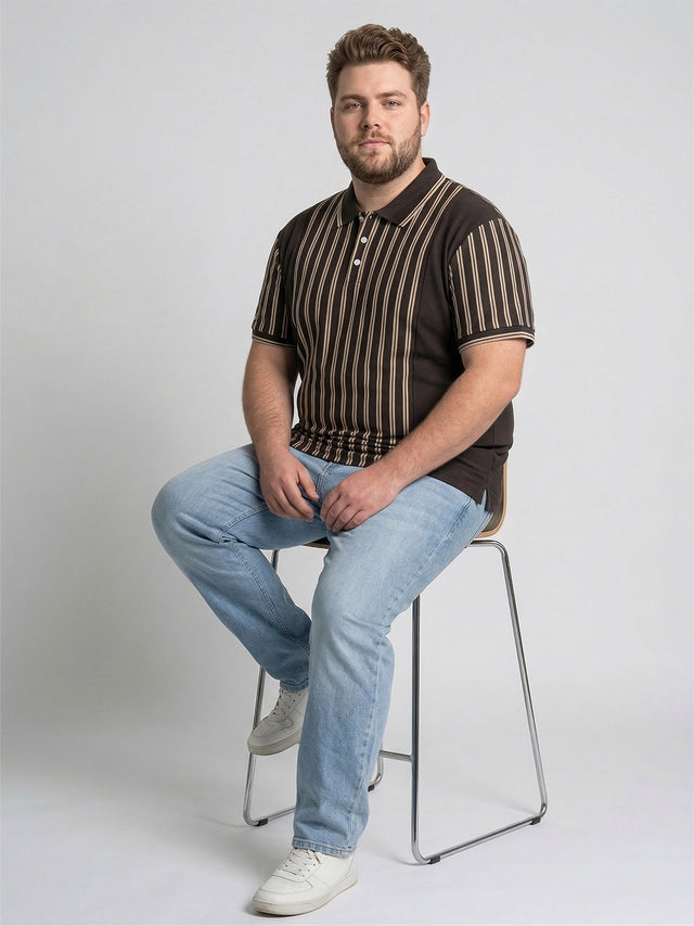 Men Plus Size Pitcher Multi Striped Polo