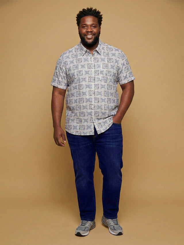 Men Plus Size Basalt Multicolor Printed Casual Shirt