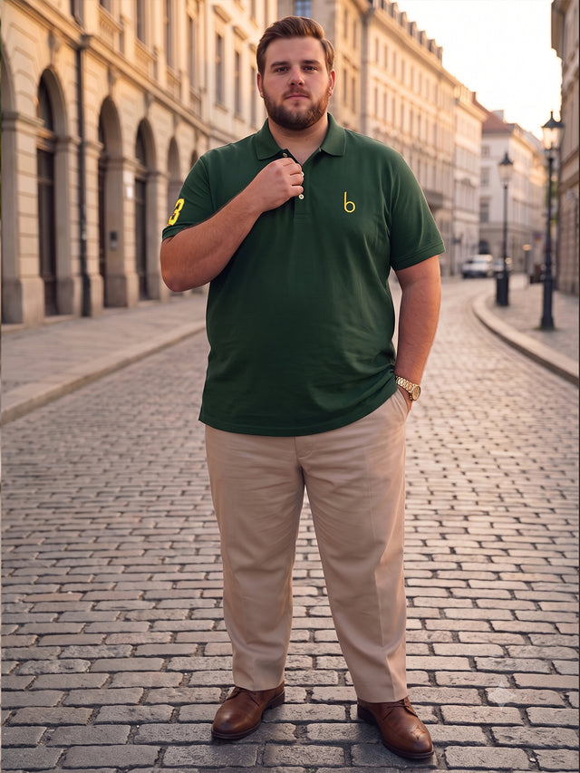 Men Plus Size Aura-BG Solid Green Polo Men Tshirt