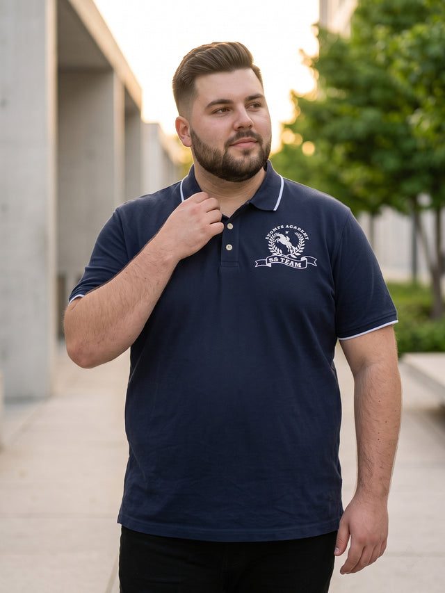 Men Plus Size Osaka Printed Black Polo Men Tshirt
