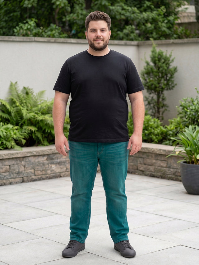 Men Plus Size Virello Green Solid Jeans