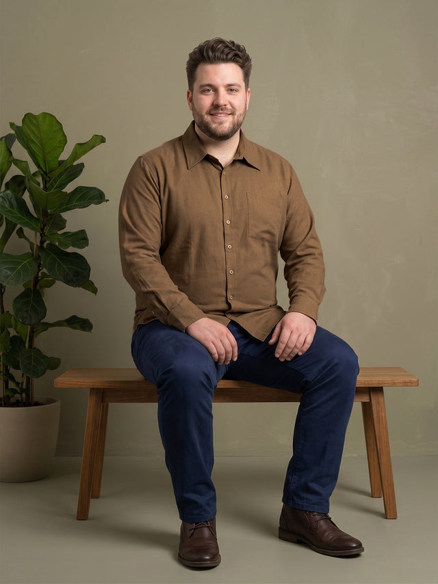 Men Plus Size Taverno Brown Solid Shirts