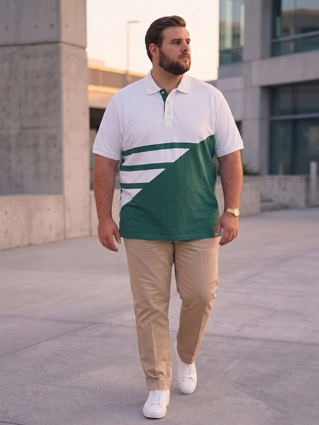 Men Plus Size Barge Colorblock Multi Polo Men Tshirt
