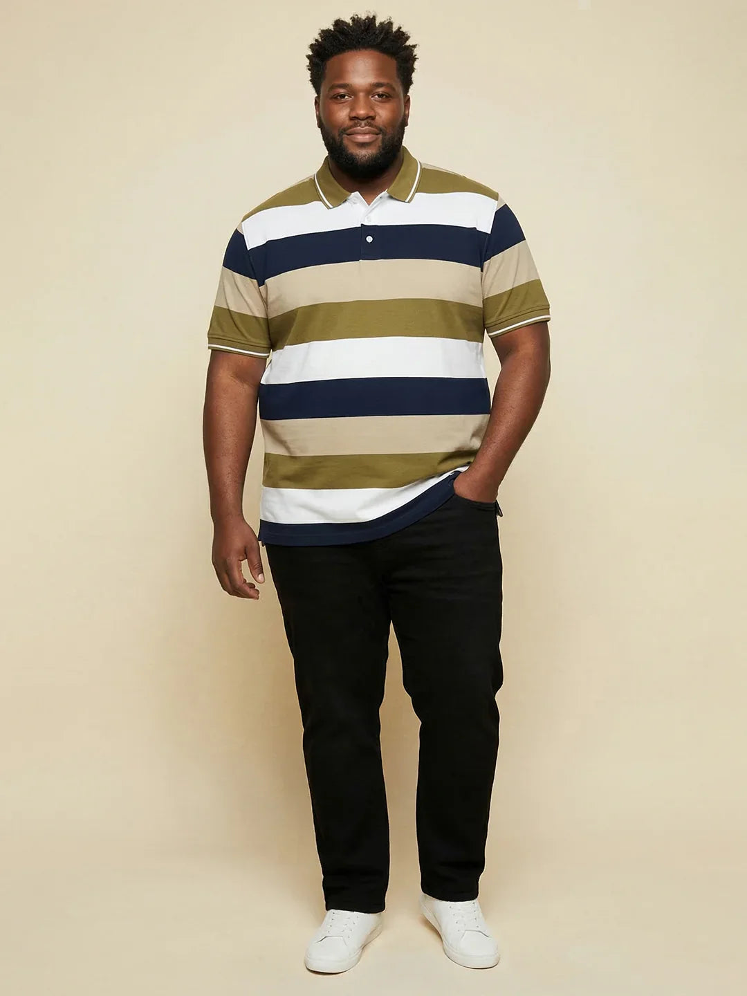 Men Plus Size Coluxe Multicolor Colorblock Polo Tshirt