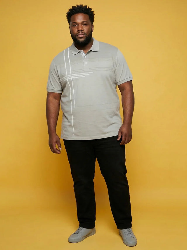 Men Plus Size Urbanite Grey Printed Polo Tshirt