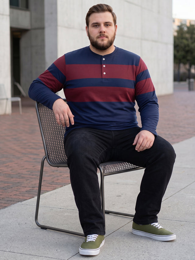 Men Plus Size Antonio Colorblock Henley Tshirt