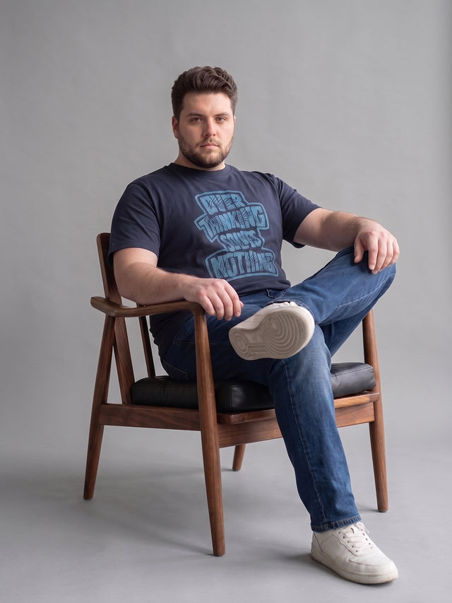 Men Plus Size Renvian Black Printed Round Neck