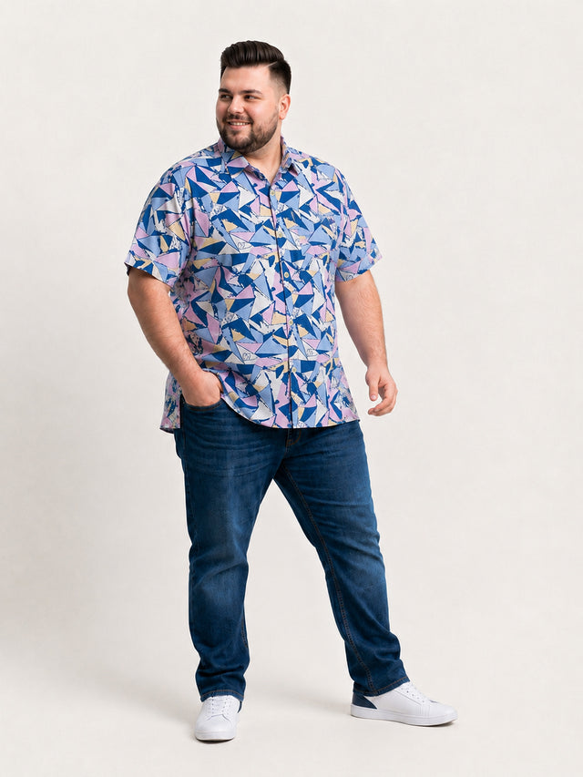 Men Plus Size Neonshards Multi Printed Shirts