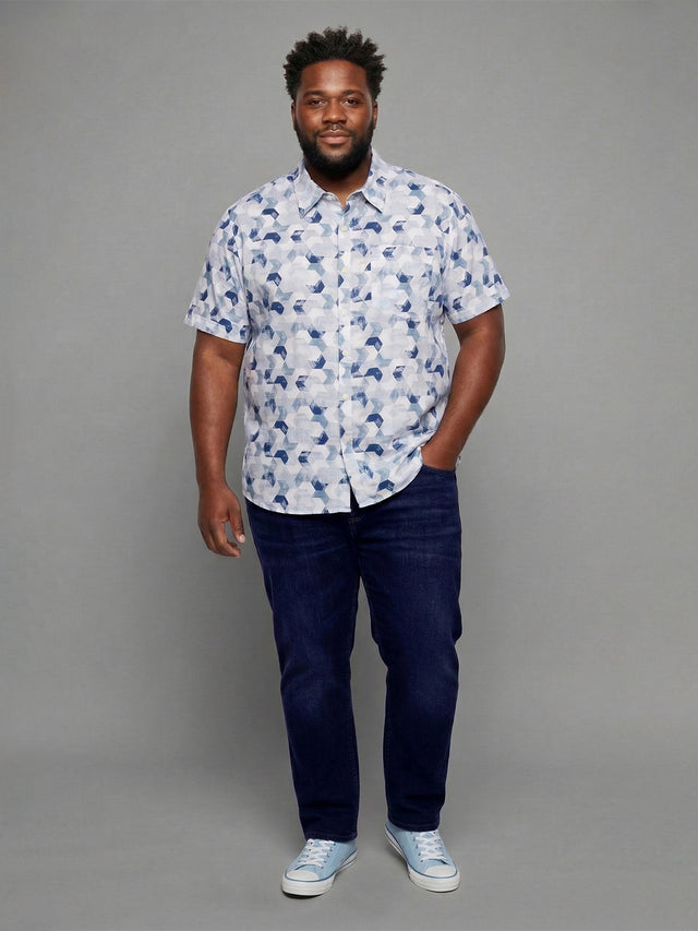 Men Plus Size Facet Multicolor Printed Casual Shirt