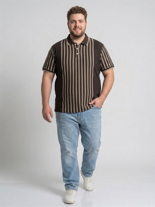 Men Plus Size Pitcher Multi Striped Polo