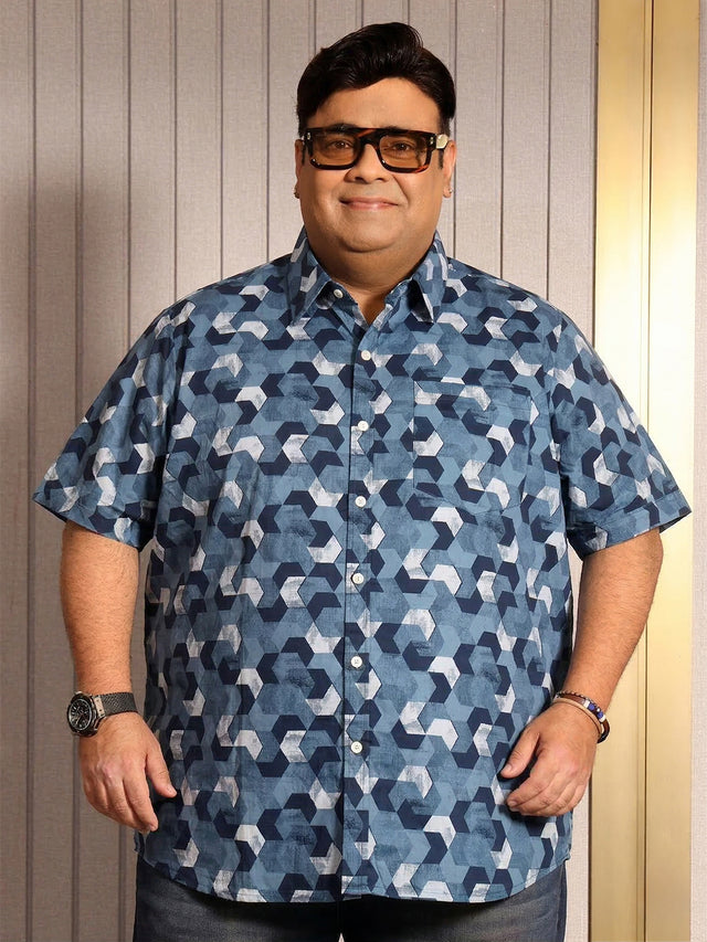 Men Plus Size Tessar Multicolor Printed Casual Shirt