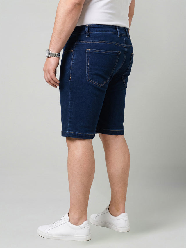 Men Plus Size Vigorous Navy Blue Solid Shorts