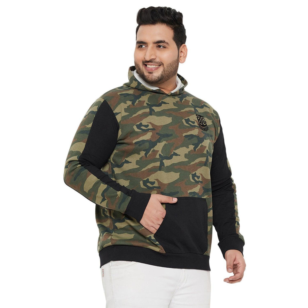 Men Plus Size Infantary Colorblock Sweatshirt - bigbanana