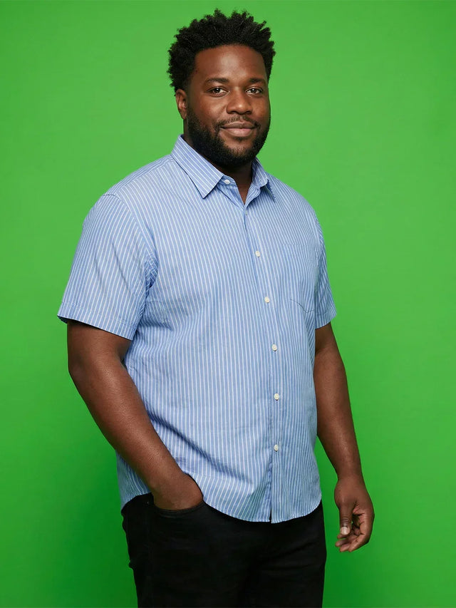 Men Plus Size Intent Sky-Blue Striped Casual Shirt