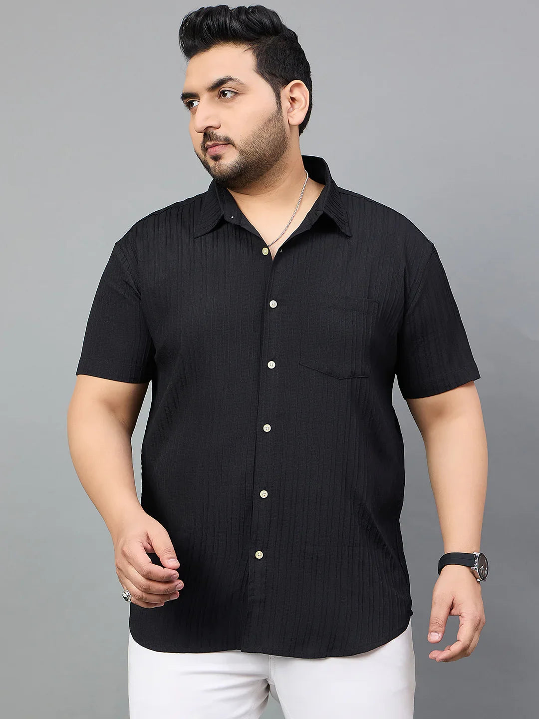 Men Plus Size Isco Solid Shirt - bigbanana