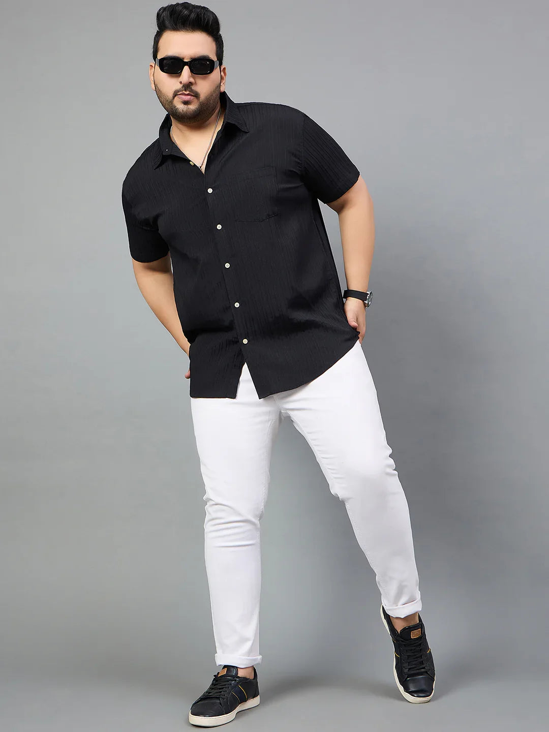 Men Plus Size Isco Solid Shirt - bigbanana